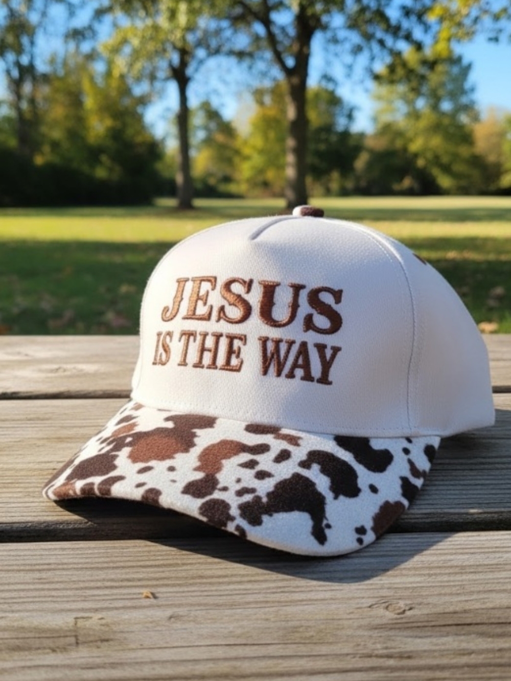 New! Jesus is The Way Cow Print Baseball Cap Snapback Hat